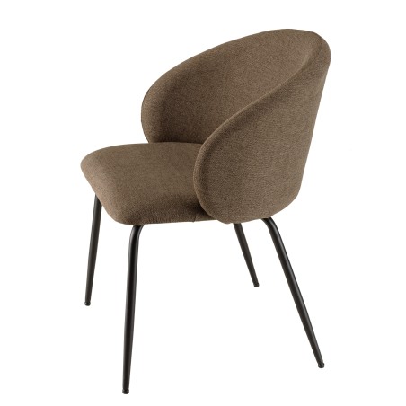 Lot de 2 chaises TOM - Tissu marron et acier noir