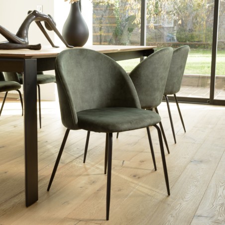 TOM - Set of 2 Pine Green Velvet Chairs | Contemporary Refinement