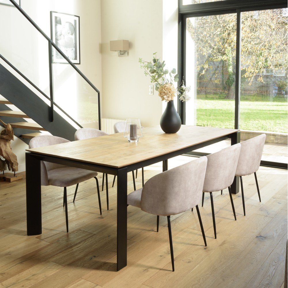 TOM - Set of 2 Beige Velvet Chairs | Steel Legs | Wraparound Backrest TOM - Set of 2 Beige Velvet Chairs | Steel Legs | Wraparound Backrest