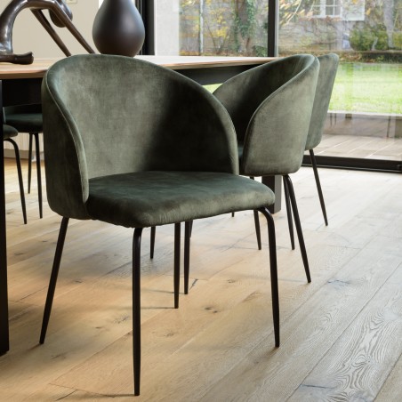 Lot de 2 chaises velours vert sapin TOM