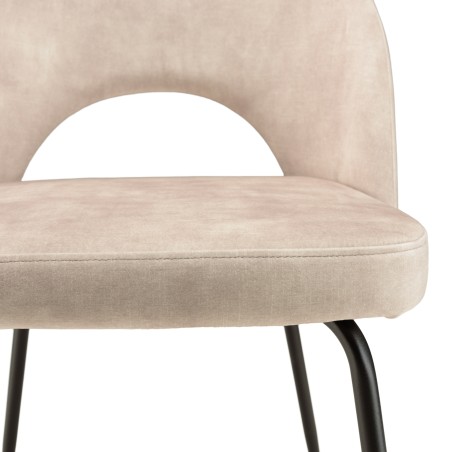 Lot 2 chaises velours beige TOM - Pieds acier noir