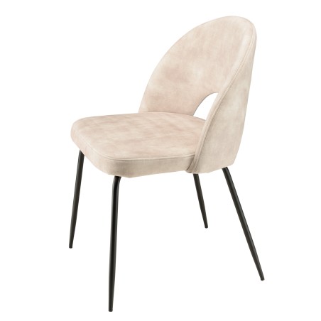 Lot 2 chaises velours beige TOM - Pieds acier noir
