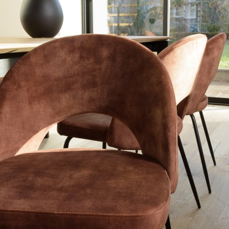 Lot 2 chaises velours acajou dossier ouvert