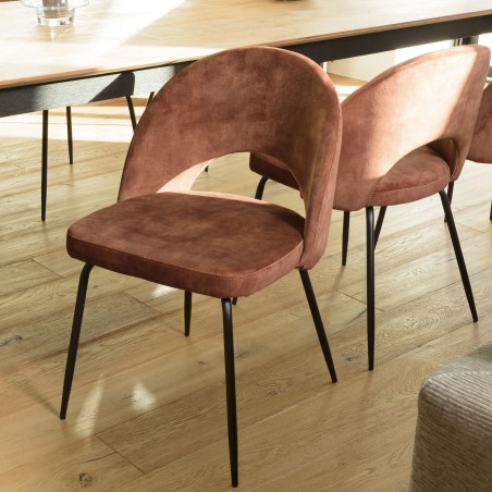TOM - Set of 2 Mahogany Velvet Chairs