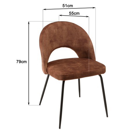 TOM - Set of 2 Mahogany Velvet Chairs