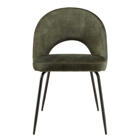 TOM - Set of 2 Pine Green Velvet Chairs with Steel Legs
