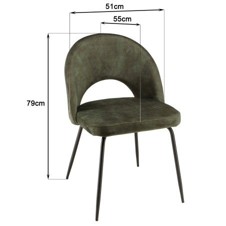 Lot 2 chaises velours vert sapin TOM