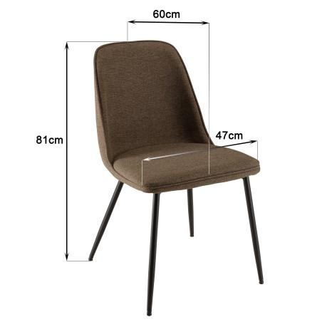 TOM - Set of 2 Brown Fabric Chairs
