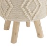 Tabouret rond SACHA 40x40cm laine motifs losanges ivoire