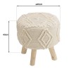 SACHA Round Stool - Ivory Diamond-Patterned Wool - 40 x 40 cm