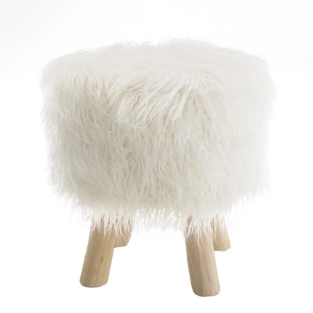 Tabouret rond SACHA en peau de mouton 40x40cm