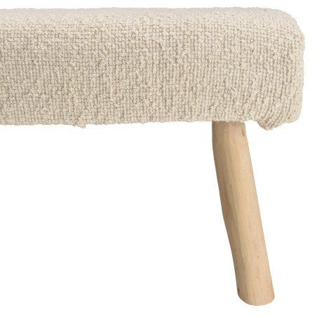 SACHA Bench 120x40cm - Textured Ivory Wool with Natural Wooden Legs