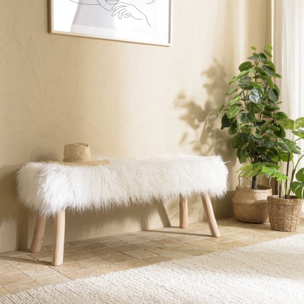 Banc SACHA peau de mouton ivoire 120x40cm