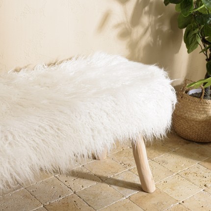 Banc SACHA peau de mouton ivoire 120x40cm