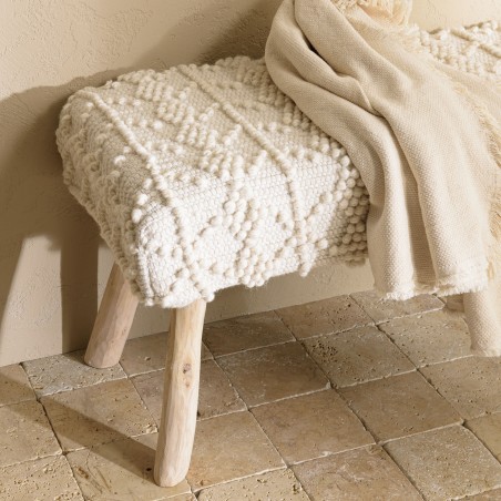 SACHA Bench 120x40cm Ivory Wool | Elegant and Comfortable