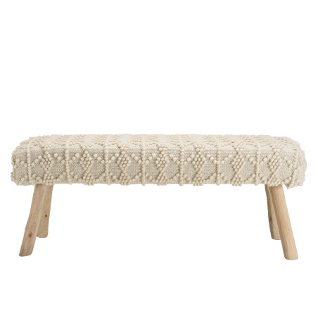 Banc SACHA 120x40cm laine motifs losanges ivoire
