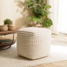 Pouf carré en laine texturée couleur ivoire SACHA