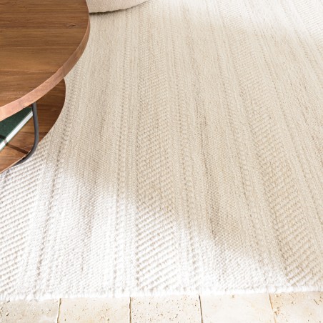 SACHA Rectangular Rug 200x290cm Textured Wool in Beige Shades