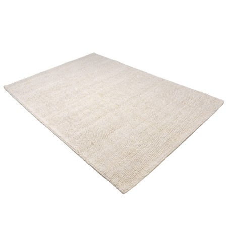Tapis rectangulaire en laine bouclée ivoire 160x230cm