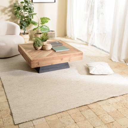 Quentin Rectangular Rug - 200 x 290 cm - Woven Wool - White/Mottled Brown