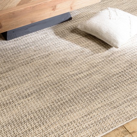 Tapis QUENTIN en laine tissée blanc et kaki 160x230cm