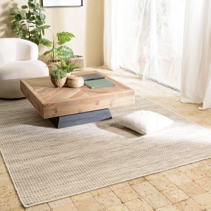 Tapis QUENTIN en laine tissée blanc et kaki 200x290cm