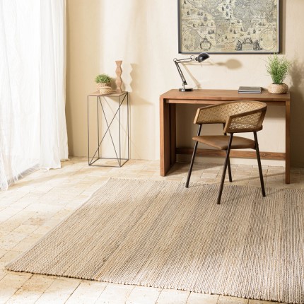Tapis QUENTIN 200x290cm jute et coton - Sable/Ivoire/Noir