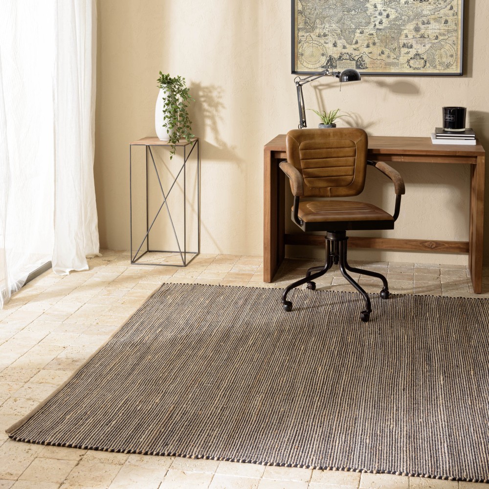 Quentin Rectangular Rug 200x290 cm - Jute & Cotton - Sand & Black Quentin Rectangular Rug 200x290 cm - Jute & Cotton - Sand & Black
