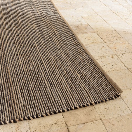 Quentin Rectangular Rug 200x290 cm - Jute & Cotton - Sand & Black