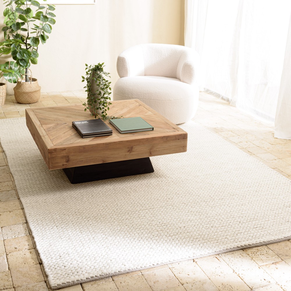 Tapis QUENTIN en laine tissée 160x230cm - couleur écru Tapis QUENTIN en laine tissée 160x230cm - couleur écru