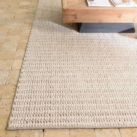 Quentin Rectangular Rug 160x230cm - Beige Woven Wool