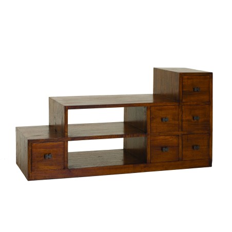 Meuble TV LORINE - Bois Mindi - Style ethnique