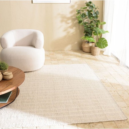 Tapis rectangulaire en coton recyclé 200x290cm - couleur ivoire