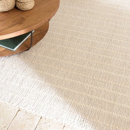 Tapis rectangulaire en coton recyclé 200x290cm - couleur ivoire