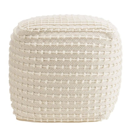Pouf carré en laine texturée couleur ivoire SACHA