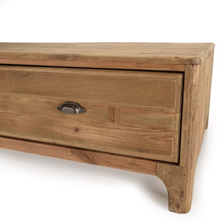 Table basse rectangulaire SANDY 140x85cm 4 tiroirs bois Pin recyclé
