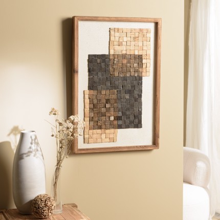 Décoration murale SANDY - Mosaïque beige/noire 42x62cm