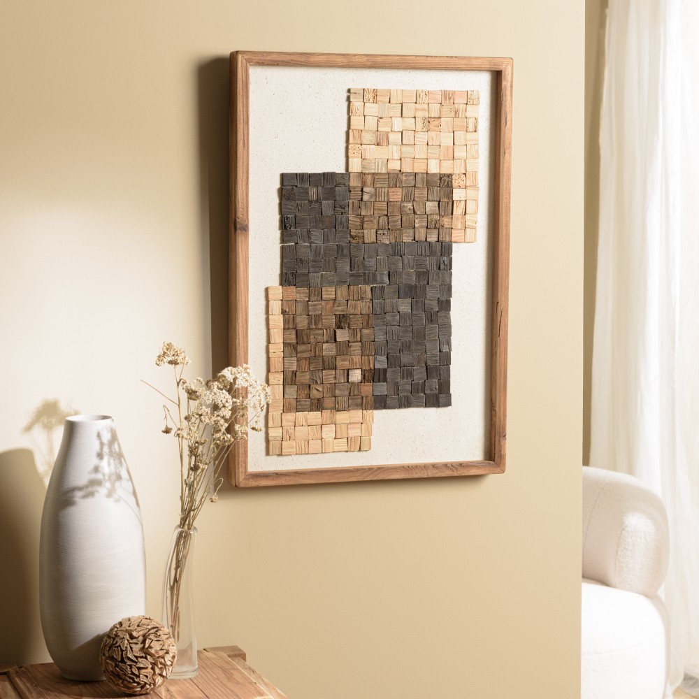 Décoration murale SANDY - Mosaïque beige/noire 42x62cm Décoration murale SANDY - Mosaïque beige/noire 42x62cm