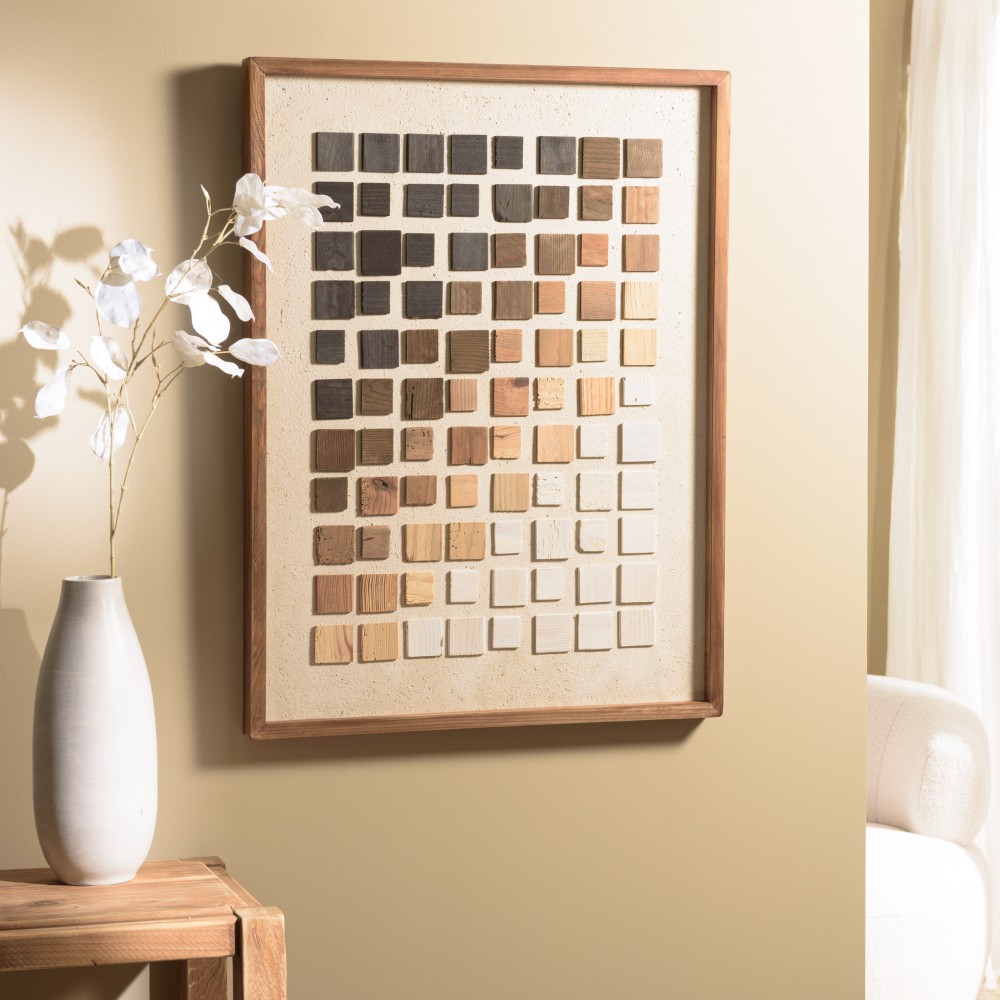 SANDY Wall Decoration 62x82cm Mosaic Gradient in Recycled Pine