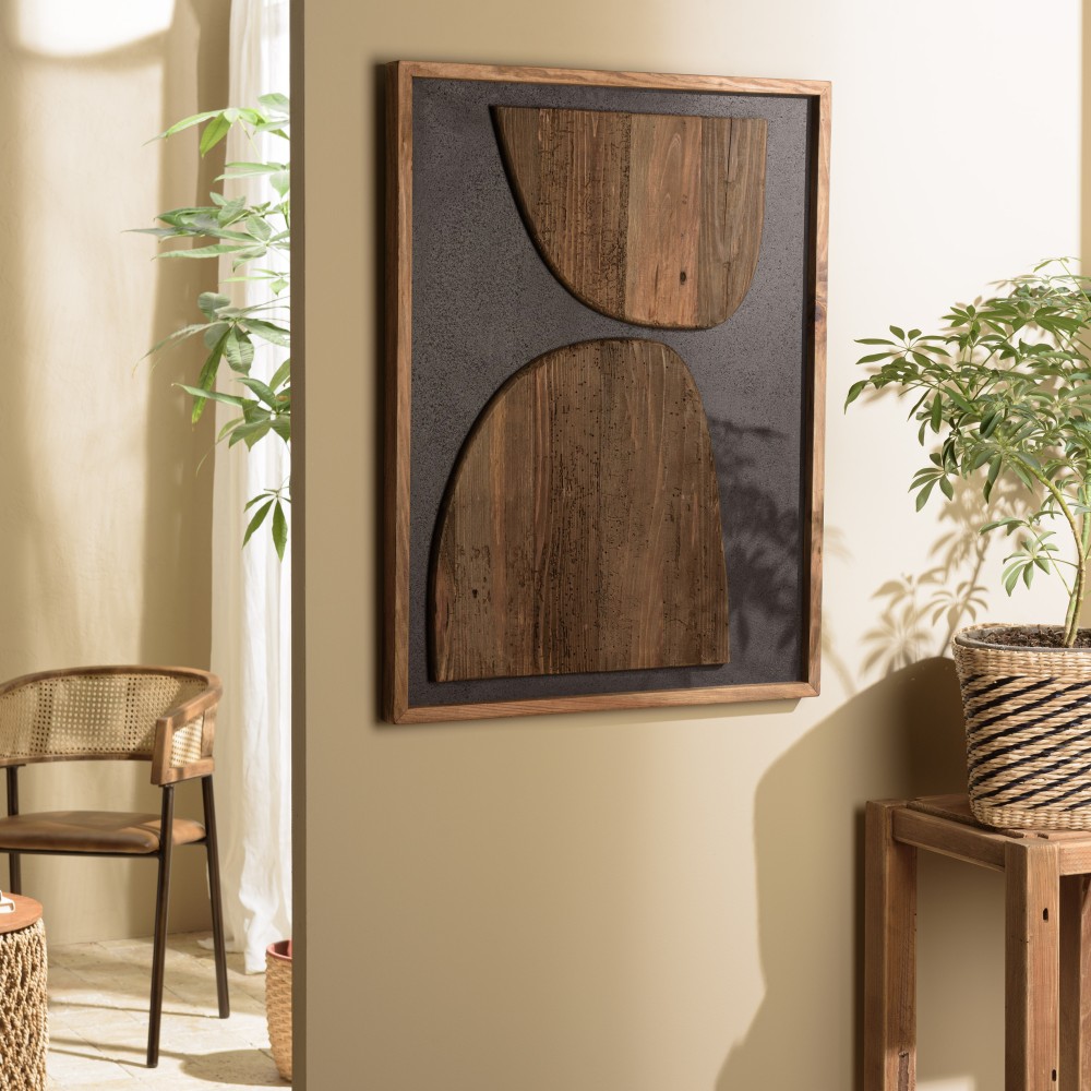SANDY Wall Decoration 62x82cm - Recycled Pine Shapes on Black Background SANDY Wall Decoration 62x82cm - Recycled Pine Shapes on Black Background