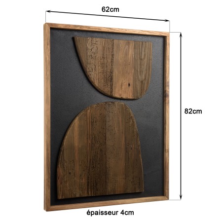 SANDY Wall Decoration 62x82cm - Recycled Pine Shapes on Black Background