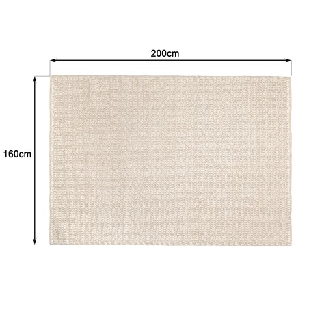 Tapis rectangulaire QUENTIN en laine tissée beige 160x230cm