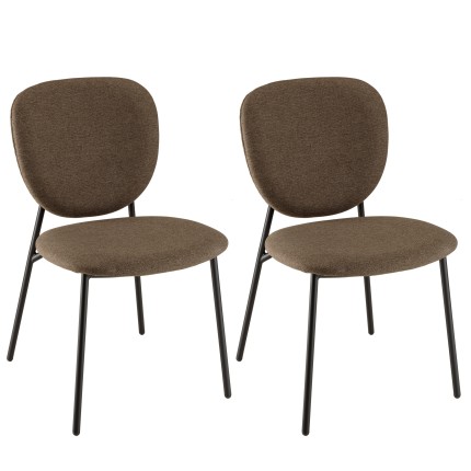 TOM - Set of 2 Brown Fabric Chairs