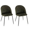 TOM - Set of 2 Pine Green Velvet Chairs | Contemporary Refinement