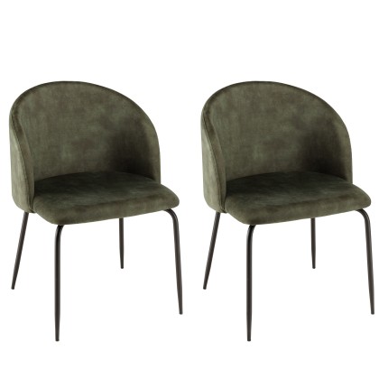 TOM - Set of 2 Pine Green Velvet Chairs | Cozy and Elegant Design