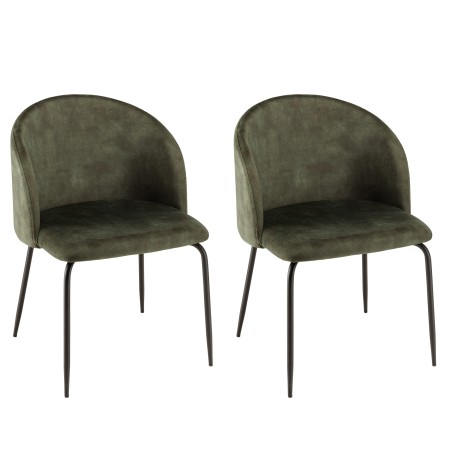 TOM - Set of 2 Pine Green Velvet Chairs | Cozy and Elegant Design