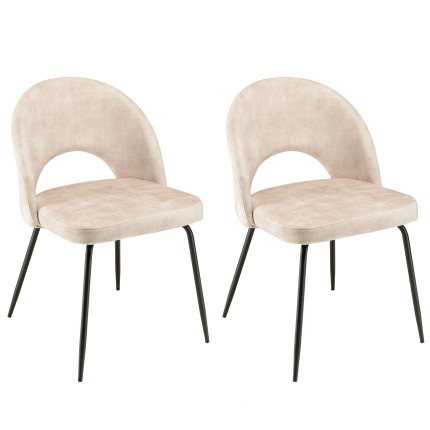 TOM - Set of 2 Beige Velvet Chairs