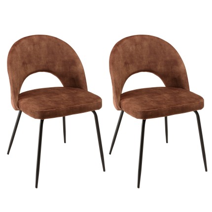TOM - Set of 2 Mahogany Velvet Chairs