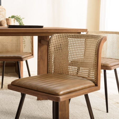 Lot de 2 chaises MARCEL en manguier et cuir