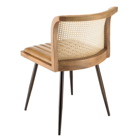 Lot de 2 chaises MARCEL en manguier et cuir